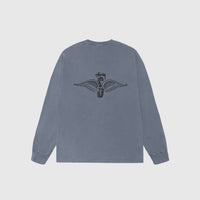 SKULL WINGS PIG. DYED L/S T-SHIRT