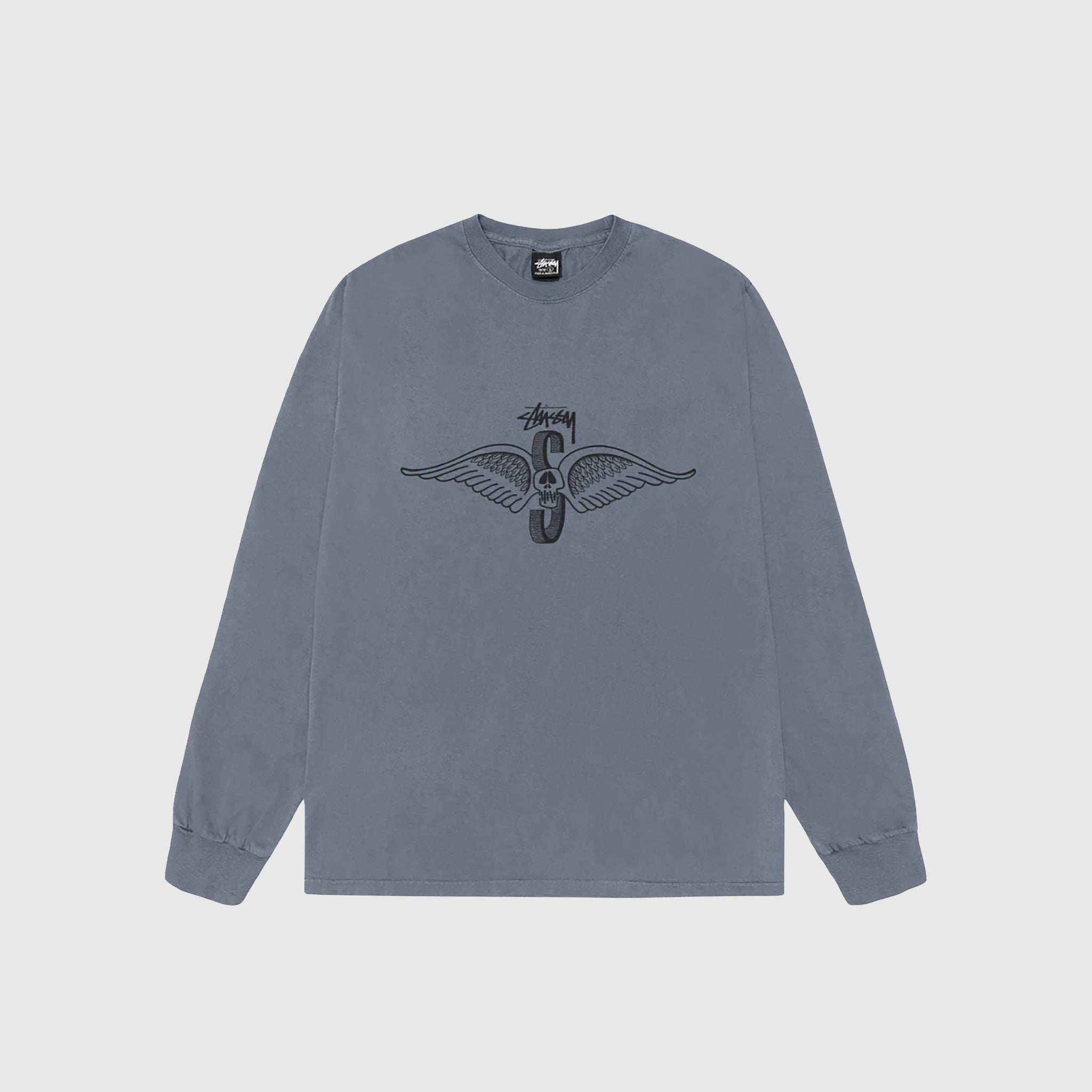 SKULL WINGS PIG. DYED L/S T-SHIRT