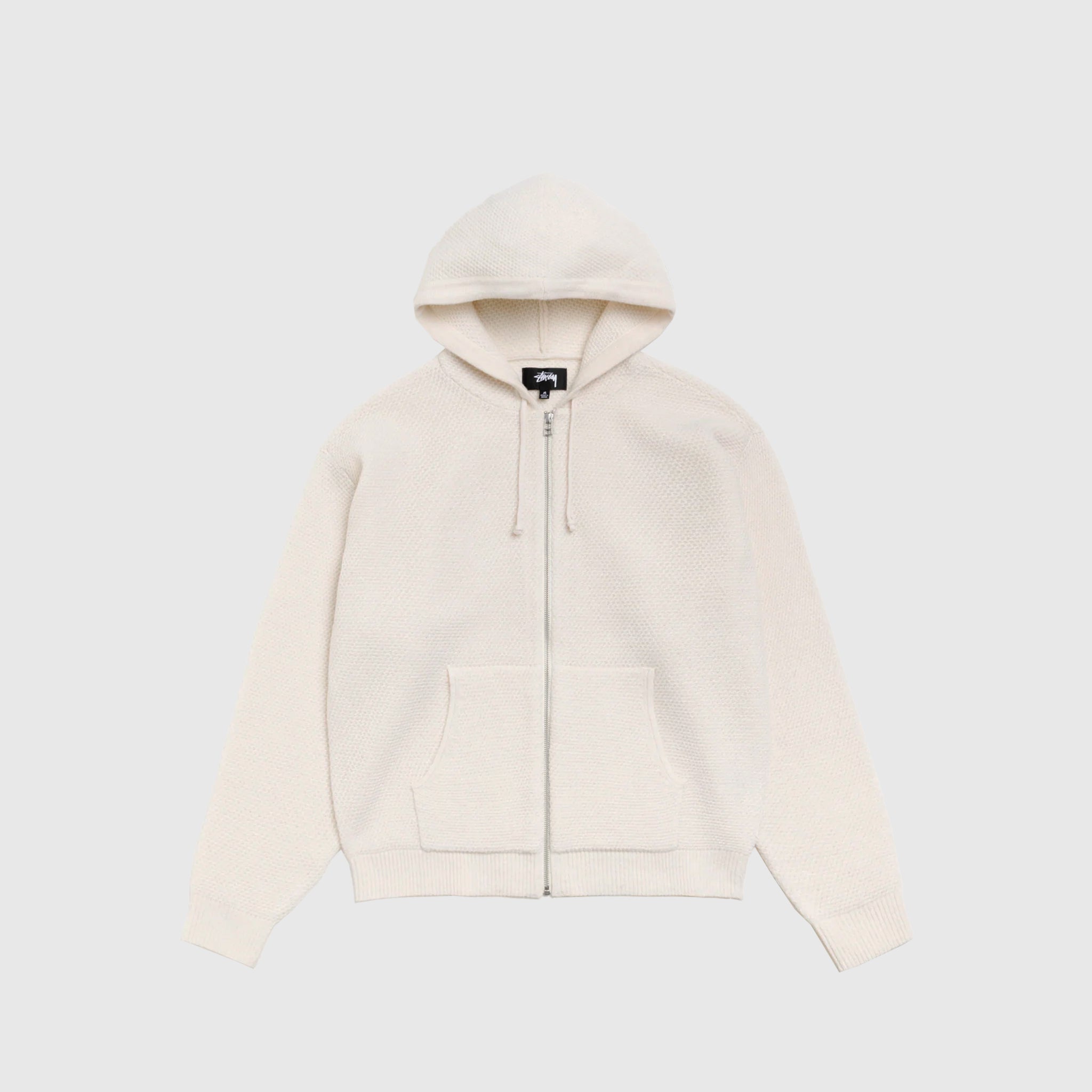 TEXTURED ZIP HOODED SWEATER