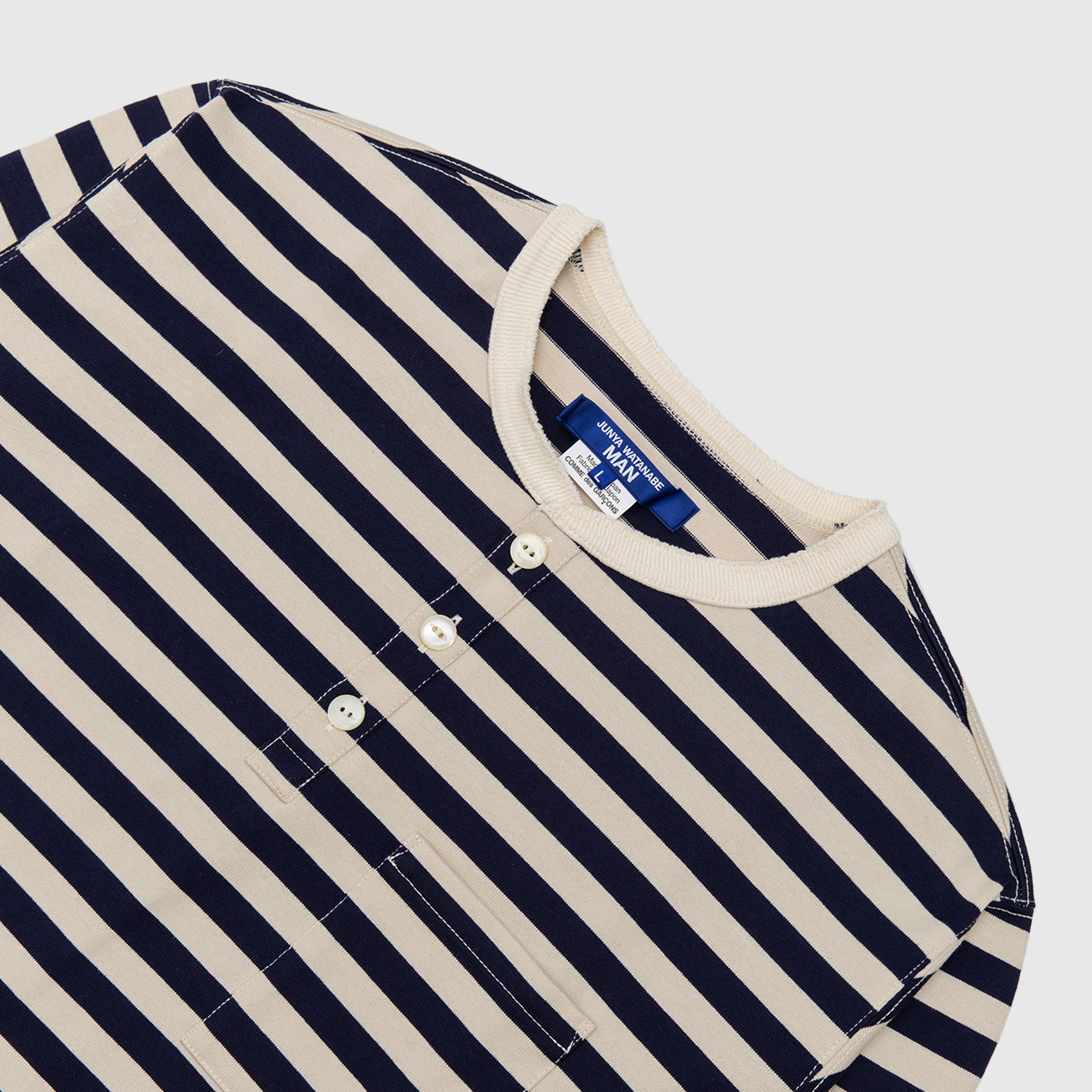 STRIPED L/S HENLEY SHIRT