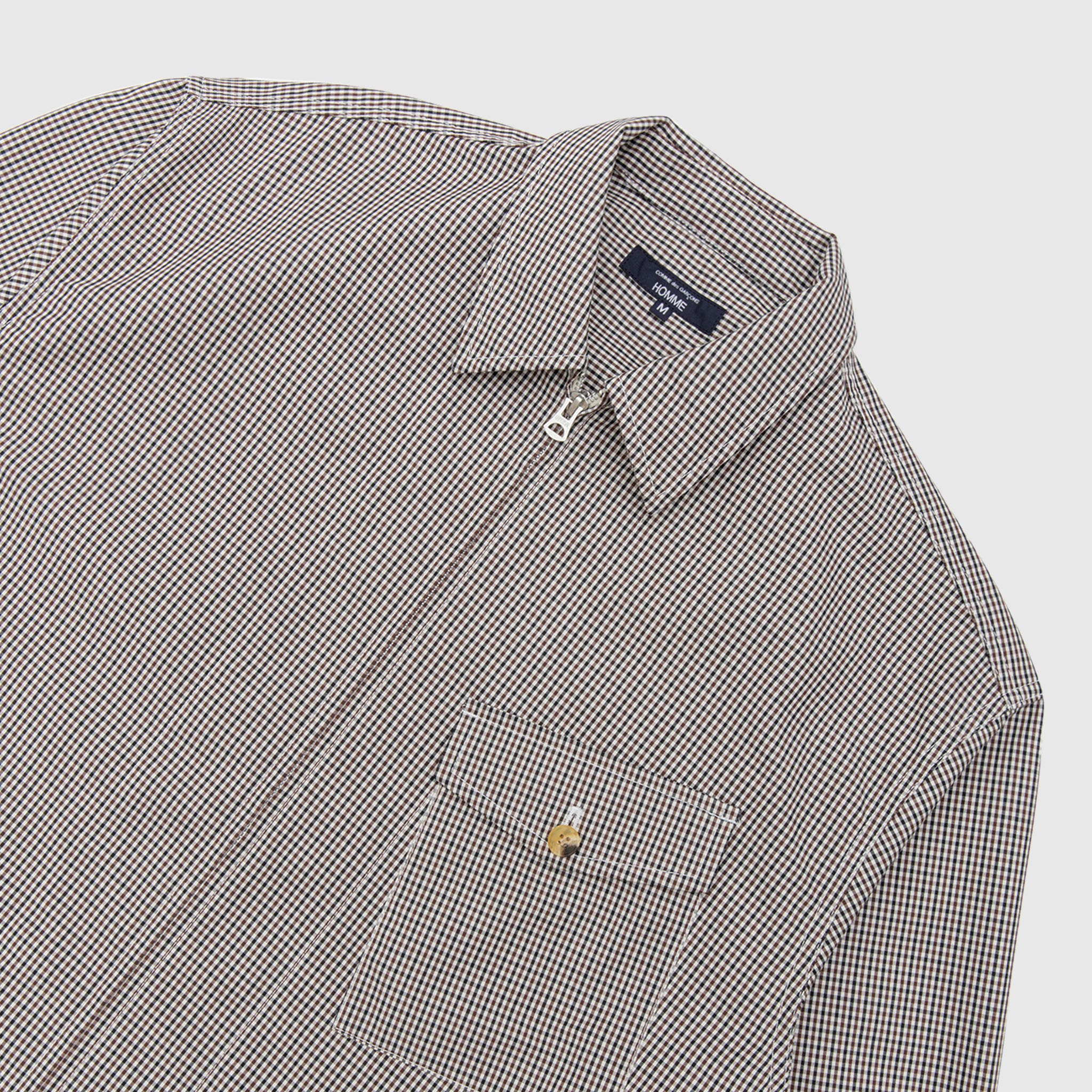 CHECKERED COTTON ZIP-UP SHIRT